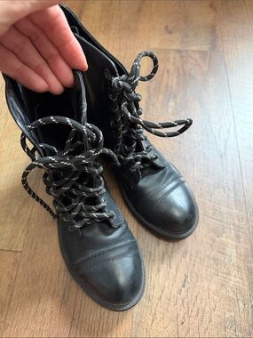 Women's Black Lace-Up Combat Boots